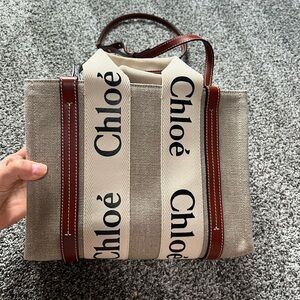 Chloé Beige Canvas Tote with Brown Straps